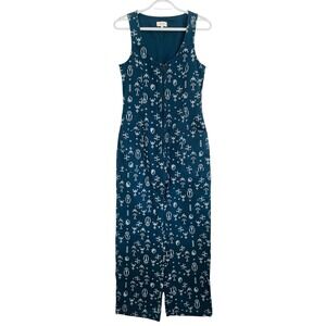Roark Outbound‎ Jumpsuit Navy Ikat Canvas Zipper Pockets Indie Hippie Women's XS